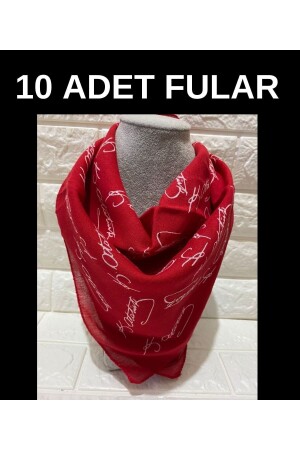 10 Stück roter, von Atatürk signierter Baumwollstoffschal – Bandana – 23. April, 29. Oktober, 30. August, 19. Mai SMAK-ATAMFLRR5AD10AD - 2