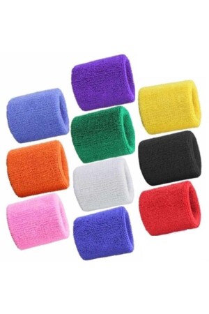 10 Stück Sport-Handtuch-Armbänder, Fitness-Armband für Fußball, Basketball, Tennis, 10 Farben kgm10color-blk - 2