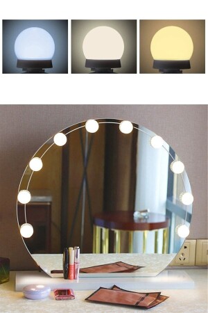 10-teiliger Make-up-Tischspiegel im Nostalgie-Stil, LED-beleuchtete Lampe, LED-beleuchtete Spiegellampe - 1