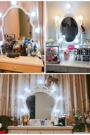 10-teiliger Make-up-Tischspiegel im Nostalgie-Stil, LED-beleuchtete Lampe, LED-beleuchtete Spiegellampe - 6