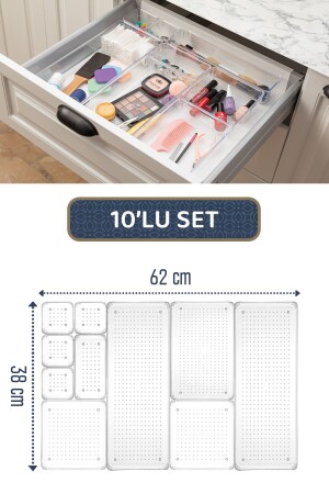 10-teiliger modularer Schubladen-Organizer – Badezimmer-Make-up- und Schmuck-Organizer – Büro-Desktop-Organizer - 2