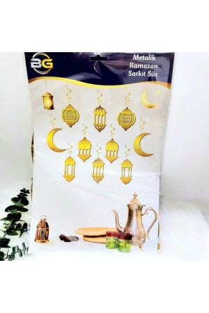 10-teiliges Deckenornament und Willkommens-Ramadan-Banner und LED-Licht-Dekorationsset für den Ramadan-Monat – für alle Altersgruppen - 5