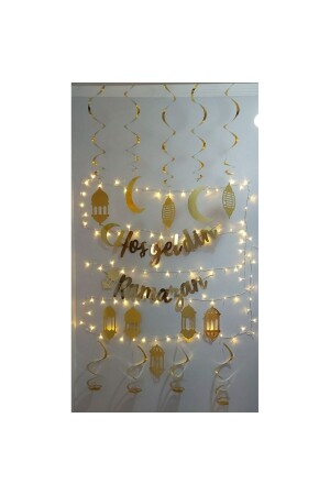 10-teiliges Deckenornament und Willkommens-Ramadan-Banner und LED-Licht-Ramadan-Monats-Dekorationsset. - 1