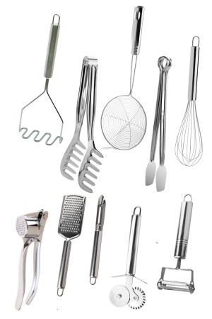 10-teiliges Meal Prep Praktisches Küchensieb, Reibe, Zange, Knoblauchschäler-Set, Set T09049836 - 2