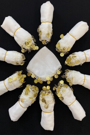 منز-بيضاء كيس العروسة حلاي اليدوية، هدية اليدوية 10 قطع UC CHIFFON10LU - ZEYMERADE