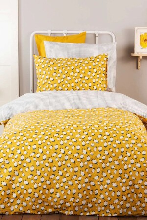 م.ن.ز-يوغ كوبي الأصفر واحد مزدوج الجانب 100٪ القطن غطاء غطاء مجموعة 200. 20. 01. 0139 - Karaca Home