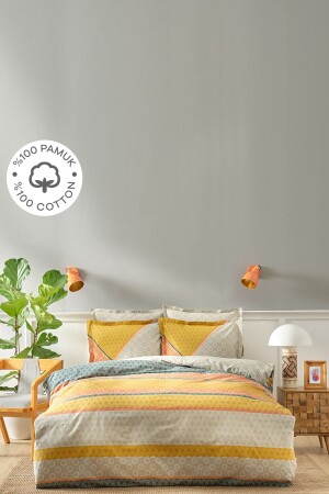 (منيز-كاراكا) المنزلي (سيلينا) الخردل المزدوج 100٪ القطن الغطاء الغطاء 200 - Karaca Home