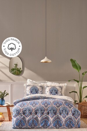 (منيز-كاراكا) منزلية (مايشا بلو) مزدوجة 100% قطن غطاء غطاء 200 - Karaca Home