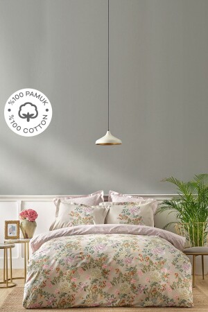 (منز-كاراكا) المنزلية (أديلينا) الخضراء مزدوجة 100% قطن غطاء الغطاء المكون 200 - Karaca Home