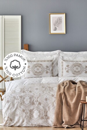 م.ن.ز-أرلن بيج مزدوجة 100% قطن غطاء غطاء غطاء مجموعة 200. - Karaca Home