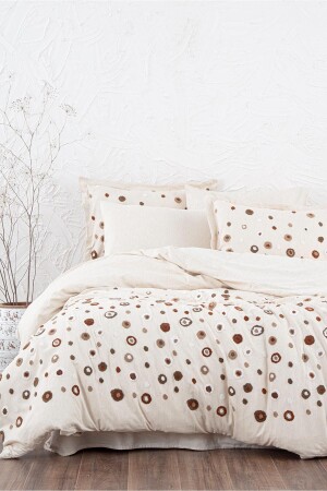 مقياس كينغ مينيز-لال كينغ غطاء القماش مجموعة 100٪ القطن من القطن الخيط الخزينة بيج 240x220 سم NVRLAL240x220 - Ecocotton