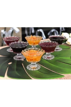 100–249 cm³, Glas mit Fuß, 6-teilig, Zuckerdose/Marmeladenschale/Turkish-Delight-Schüssel/Snackschale, 6-teilige Snackschale aus weißem Glas - Genel Markalar