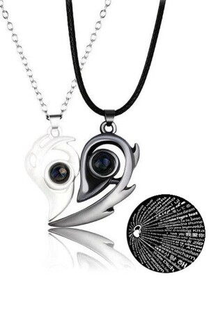 (منز) أحبك في 100 لغة (مغناطيسية حبيب القلب) زوجين عنقي (بيك46) - Takı Dükkanı