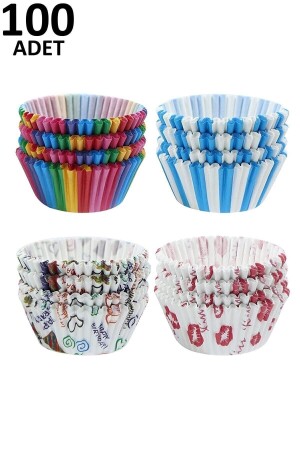 100 Adet Muffin Cupcake Kağıdı- Renkli Kağıt Muffin Kek Kalıbı - Porlistan