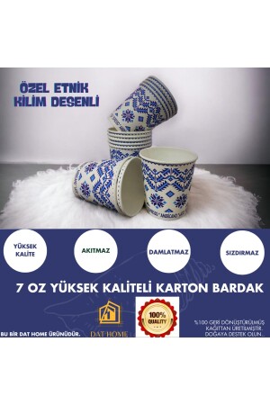 100 Adet Yüksek Kalite 7 Oz Etnik Kilim Desenli Karton Bardak - Akıtmaz Damlatmaz - Su Sızdırmaz - Dat Home