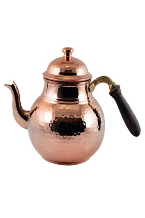 %100 Bakır Tekli Demlik Ihlamur Bitki Çayı Tek Demlik Çaydanlık Içi Kalaylı Ahşap Kulplu 500 ml VKTP1006 - VayaPera