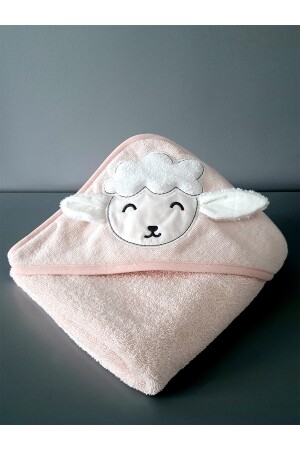 100 % Baumwolle, rosa Lammmuster, besticktes Babyhandtuch, Wickeltuch, 75 x 75 cm, TNMHM2022700KND - 5