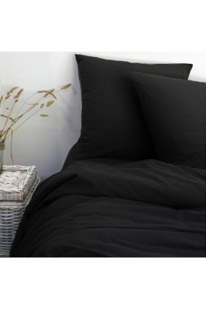 100 % Baumwolle, Schwarz, 200 x 220 cm, Doppelbett-Bettbezug und 2-teilig, 50 x 70 cm, Kissenbezug-Set A200220SUPERBLACK - 1