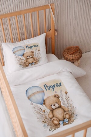 100 % Baumwollsatin, personalisierbar, 100 x 150 cm, Babybettwäsche, Bettbezug-Set, Teddybär - 2