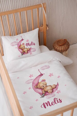 100 % Baumwollsatin, personalisiertes 100 x 150 Babybettwäsche-Bettbezug-Set BKN0200 - 2