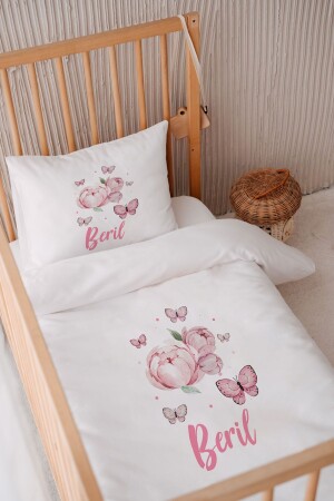 100 % Baumwollsatin, personalisiertes 100 x 150 Babybettwäsche-Bettbezug-Set BKN46 - 2