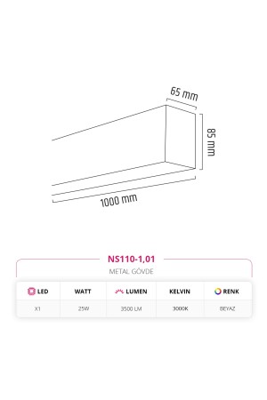 100 Cm Linear Sarkıt Beyaz 3000k Gün Işığı Ns110-1 21506 - 4