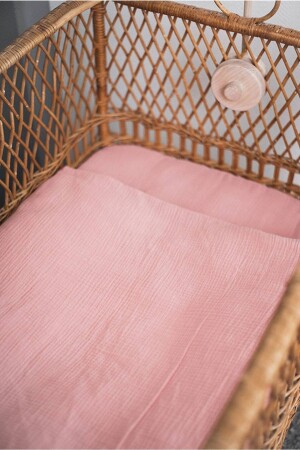 مجموعة غطاء غطاء الأطفال من قماش من قماش عضوي 100٪ (CRINNCLE MUSLIN) 15 سم ارتفاع السرير ASKMNT60120 - Anne Sesi