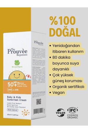 %100 Doğal 50 Spf Bebek Ve Çocuklar Için Organik Güneş Koruyucu Krem 100 ml - 3