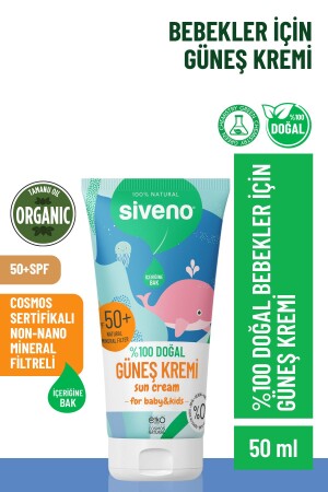 %100 Doğal Bebek Güneş Kremi Leke Karşıtı Antioksidan Nemlendirici Bitkisel Vegan UVA UVB SPF50 - 2