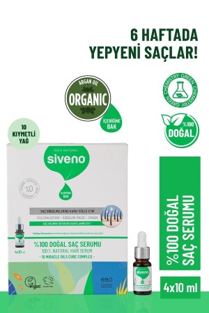 % 100 Doğal Bitkisel Yıpranmış Saçlar Ve Dökülen Saçlara Özel Onarıcı Bakım Serumu 4x10 ml - Siveno