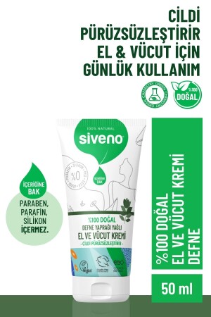 %100 Doğal El Ve Vücut Kremi Defne Pürüzsüzleştirici Yatıştırıcı Onarıcı Nemlendirici Vegan 50 ml - 2