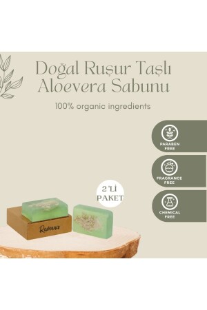 %100 Doğal El Yapımı Ruşur Taşlı Aloe Vera Sabunu 120 Gram X 2 Adet RVN85 - 2