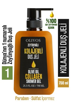 %100 Doğal Kolajen Ve Zeytinyağlı Banyo Ve Duş Jeli Kuru Cilt Nemlendirici Ve Besleyici 750 Ml 15304005 - 1