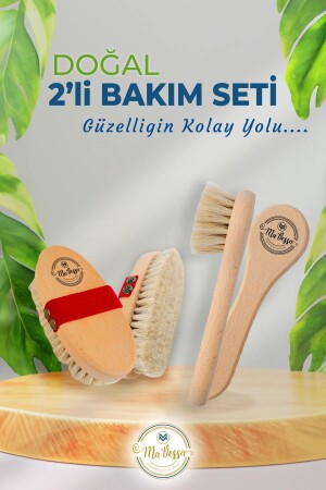 %100 Doğal Selülit Karşıtı At Kılı Vücut-Yüz Bakım Fırçası 2'li Bakım Seti(SAKLAMA KESESİ HEDİYELİ) - 1