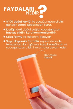 %100 Doğal Ve Mineral Filtreli 50 Spf Yüksek Korumalı Çocuk Güneş Koruyucu Stick - 4