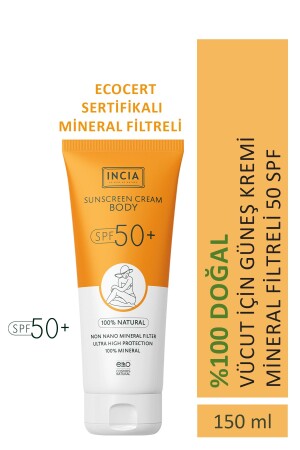 %100 Doğal Vücut Güneş Kremi Leke Karşıtı Mineral Filtreli Yüksek Koruma SPF50 UVA UVB 150 ml MINC-000066 - 2