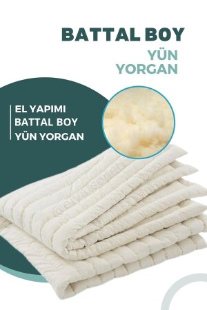 %100 Doğal Yünden El Dikimi Battal Boy Yün Yorgan - 2