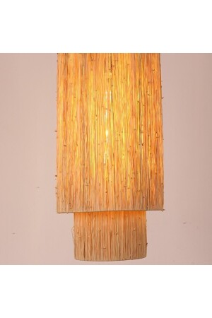 %100 El Yapımı Bohem Doğal Rafya Hasır Tasarım Bambu Kağıt Sargılı Örme Püsküllü Sarkıt Avize 30x70 pixiperiml315 - 5