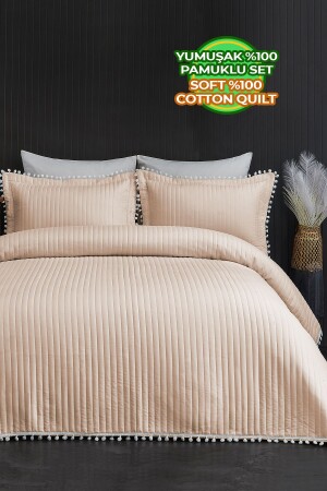 المكعب المزدوج من المكعب المزدوج من 100% القطن غطاء السرير (بيك) - Evlen Home