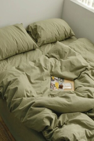 منز فاخرة ورقية من الأقمشة الكلاسيكية 100% القطن العضوي - غطاء غطاء مزدوج مجموعة خضراء ha101 - LaLiva