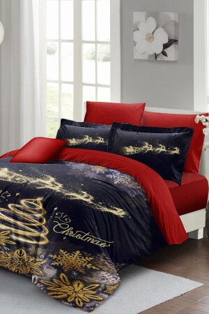 مجموعة غطاء من المنتجات المزروعة (مع الأوراق المطوية) مزدوجة 100% القطن الساتين الذهبية الميلاد MONOHOME41076 - Monohome