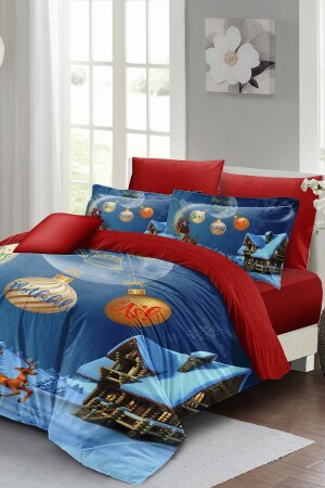 مجموعة غطاء من الملفات المزروعة من الميلاد (مع الأوراق المطوية) مضاعفة 100% القطن الساتين تمنيات عيد الميلاد MONOHOME41120 - Monohome