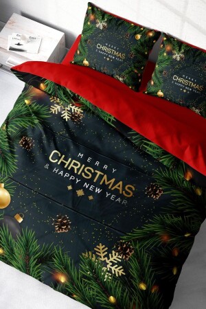 مـنـز-سنة جديدة غطاء القماش المعدل 100% طبيعي القطن المرح عيد الميلاد المزدوج البحرية الأزرق monoohome1153HF - Monohome