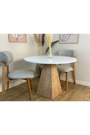 طاولة الطعام من الخشب من الأرز من السافير من 100 سم مع الساقين - سلسلة الفطريات - طاولة دراسة - شرفة ومطاولة مقهى - Narkissos Dizayn