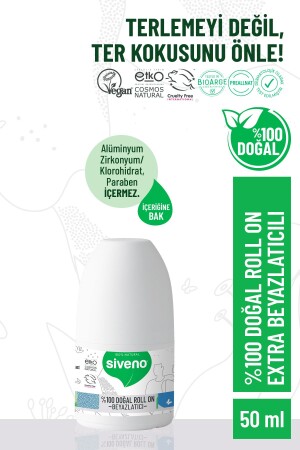 100 % natürliches, aufhellendes, wirksames Deodorant gegen Schweißgeruch, pflanzlich, makellos, vegan, 50 ml MSIV-000162 - 2