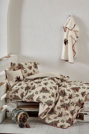 %100 Organik Pamuk Laden Bebek Nevresim Seti Krem 100*150 VPH-942 - Ecocotton