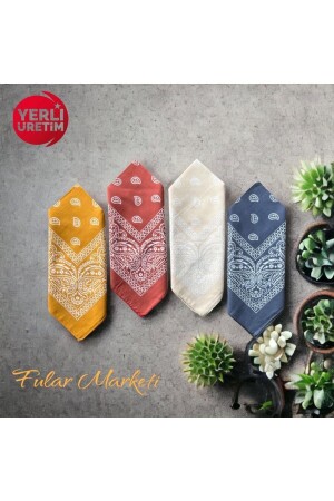 %100 Pamuk 4 Adet Etnik Desenli Bandana FM-PAMUK - 2