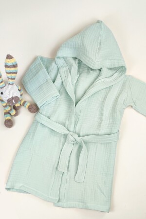 %100 Pamuk 4 Katlı Müslin Unisex Kapüşonlu Bebek Çocuk Bornozu bornoz4k - la mure baby