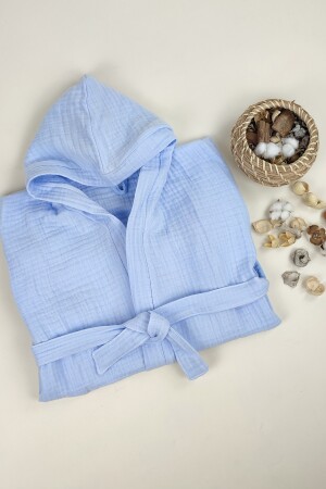 %100 Pamuk 4 Katlı Müslin Unisex Kapüşonlu Bebek Çocuk Bornozu bornoz4k - la mure baby