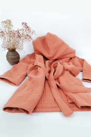 %100 Pamuk 4 Katlı Müslin Unisex Kapüşonlu Bebek Çocuk Bornozu - La Mure Baby